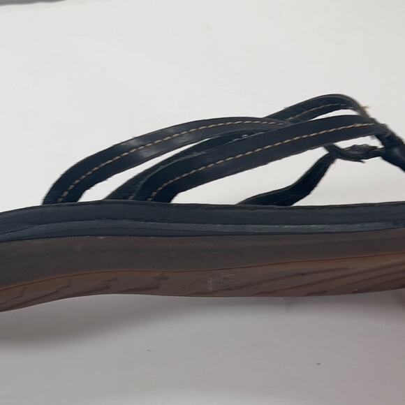 Olukai Black Leather Strappy Thong Sandals Women's 10 Beachy Summer Party - Picture 8 of 14